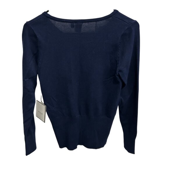 Vila Milano NWT Navy Blue Button Up Cardigan Sweater Sz Small - Picture 2 of 11